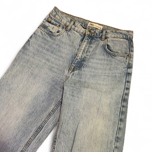 Zara - 90s Full Length - Light Blue, 100% cotton Women's Jeans - Picture 4 of 7